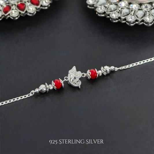 Ganesh with Rudraksh 925 Sterling Silver Designer Bracelet