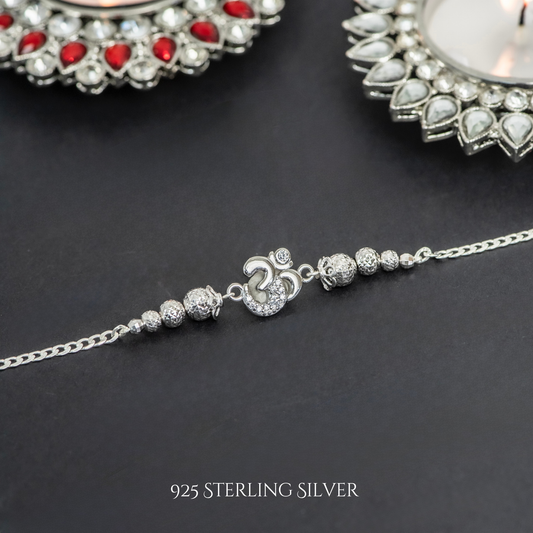 Aum with Rudraksh 925 Sterling Silver Designer Bracelet