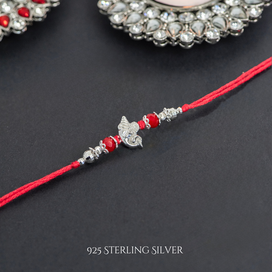 Ganesh with Rudraksh 925 Sterling Silver Rakhi