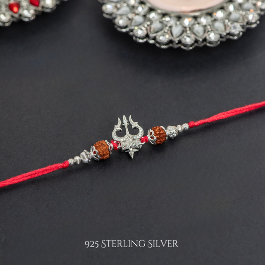 Trishul Sterling Silver Designer Rakhi