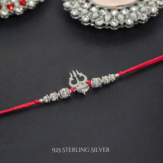 Trishul with Rudraksh 925 Sterling Silver Designer Rakhi