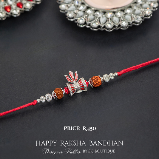 Damru with Rudraksh 925 Sterling Silver Designer Rakhi