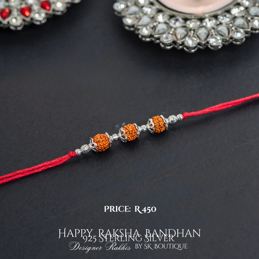 Rudraksh Sterling Silver Designer Rakhi