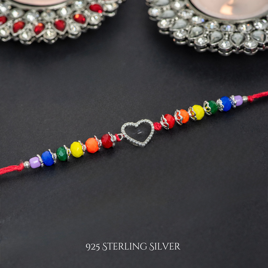Heart 925 Sterling Silver Designer Rakhi