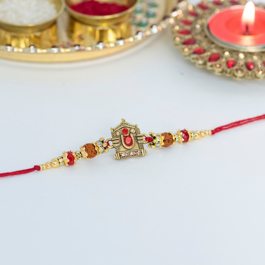 Swaminarayan Mandir with Rudraksh Designer Rakhi