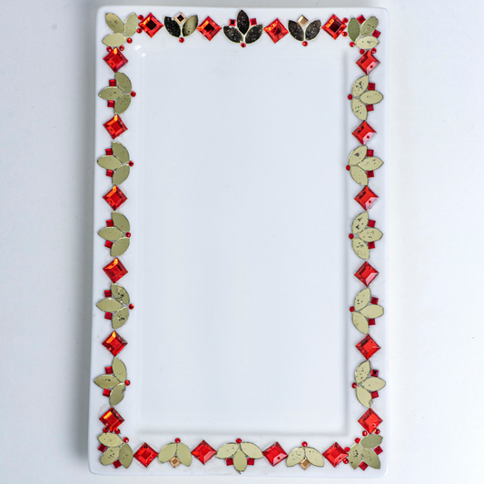 Kundan Red & Gold Designer Tray