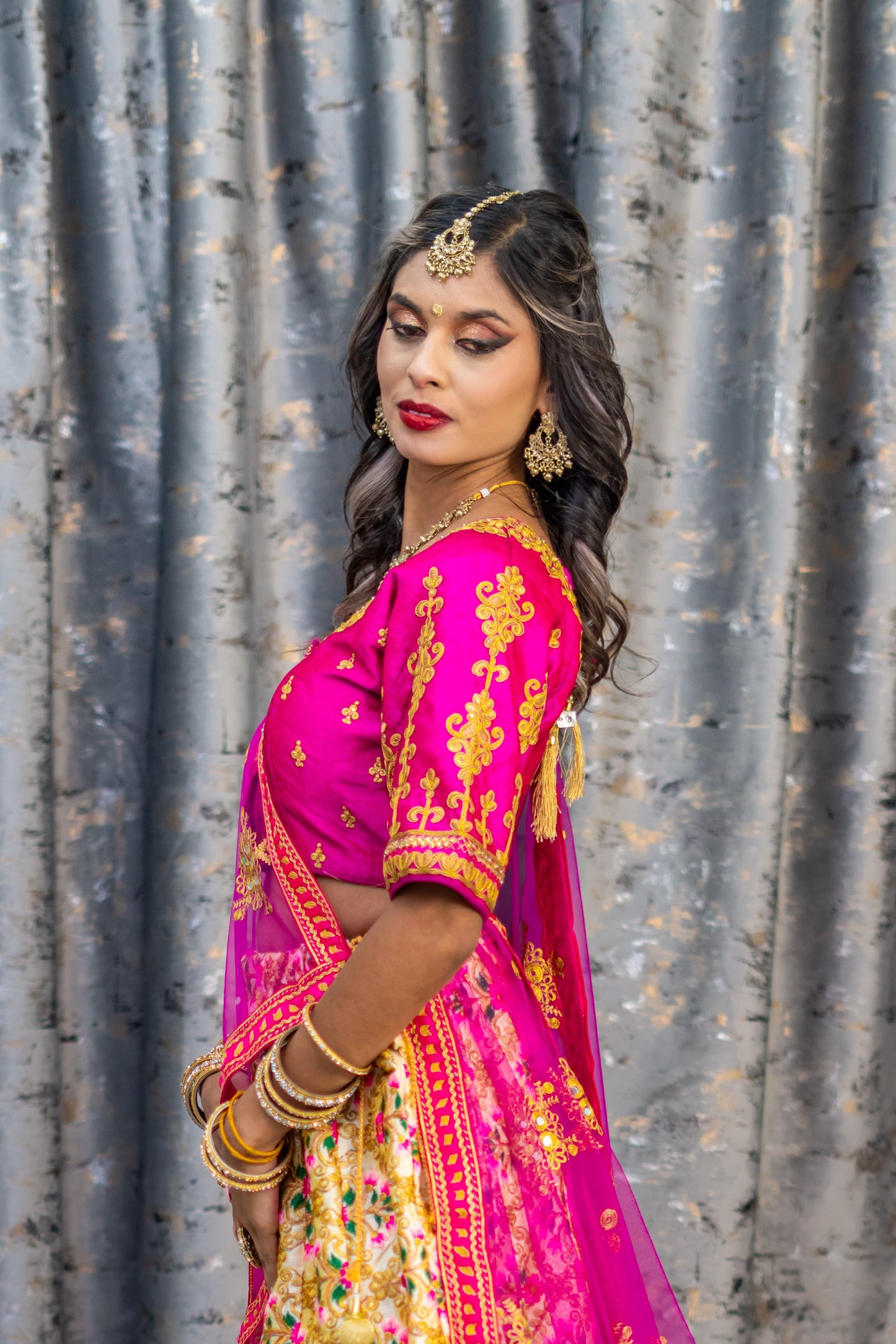 White Colourful Cotton Lehenga Set with Embroidery