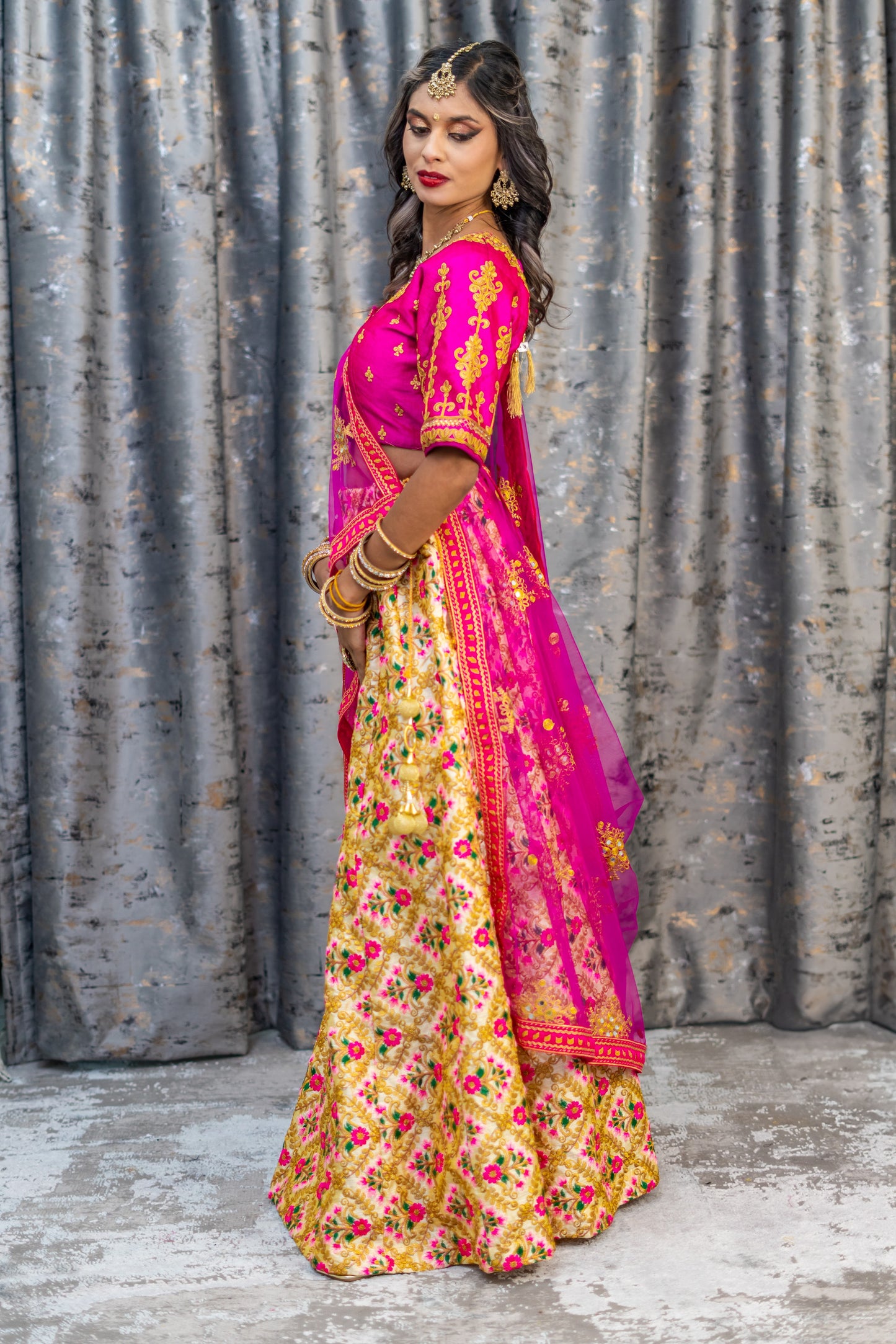 White Colourful Cotton Lehenga Set with Embroidery