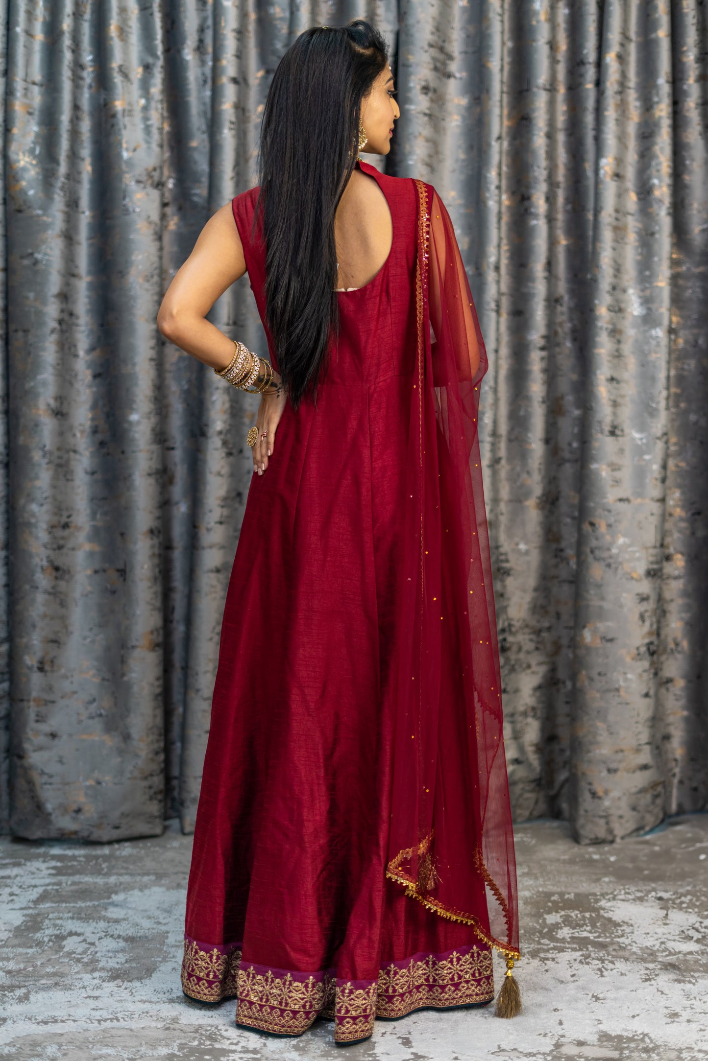 Maroon Raw Silk Punjabi Set