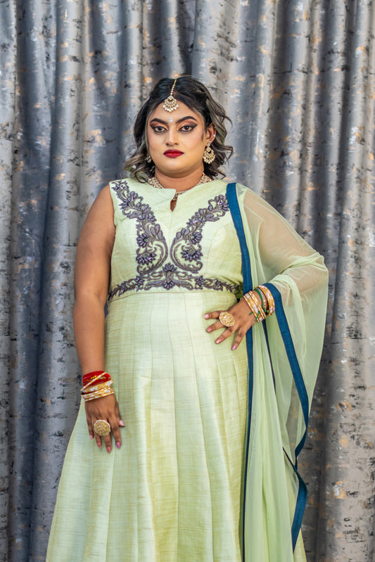 Light Green Raw Silk Punjabi Set