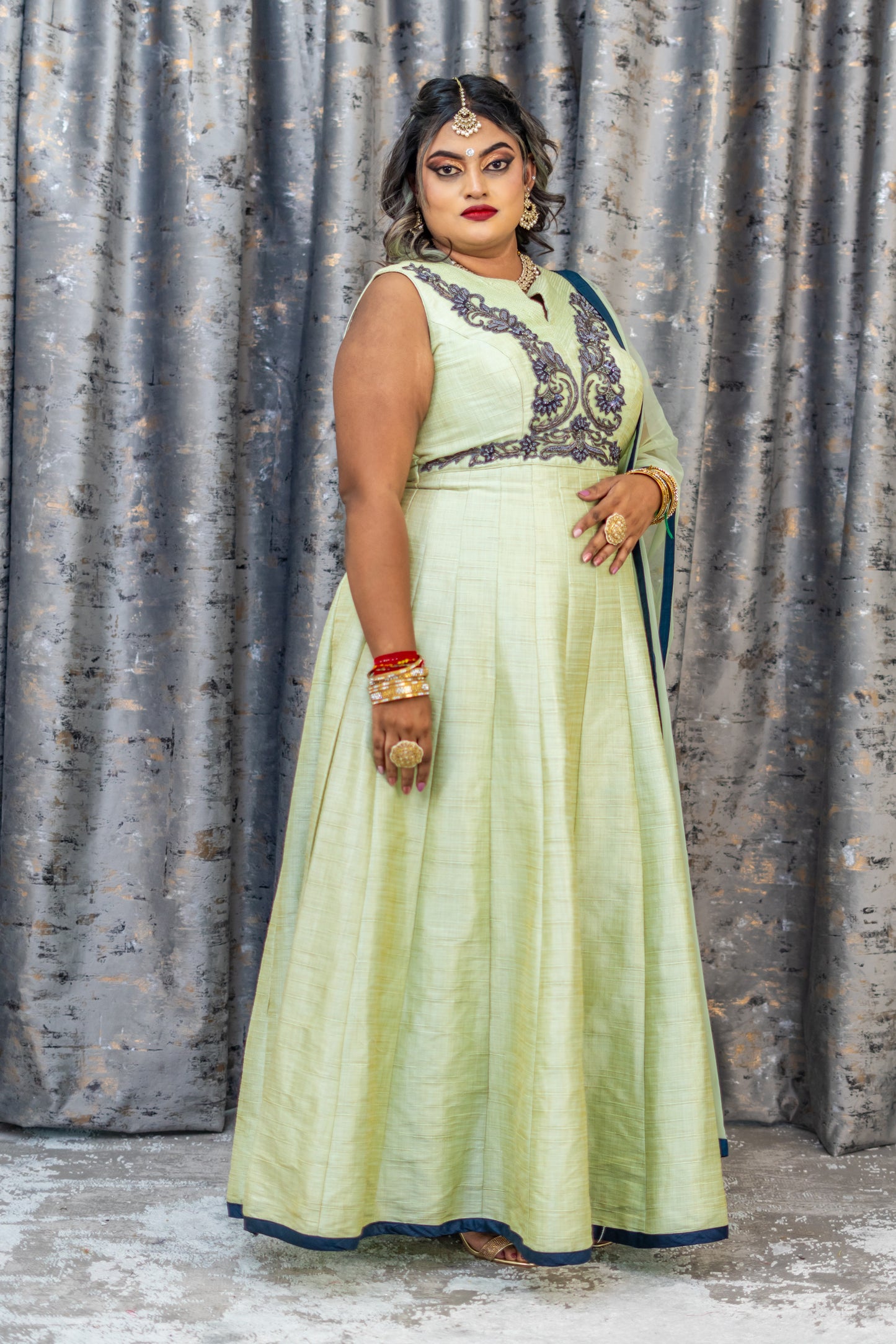 Light Green Raw Silk Punjabi Set