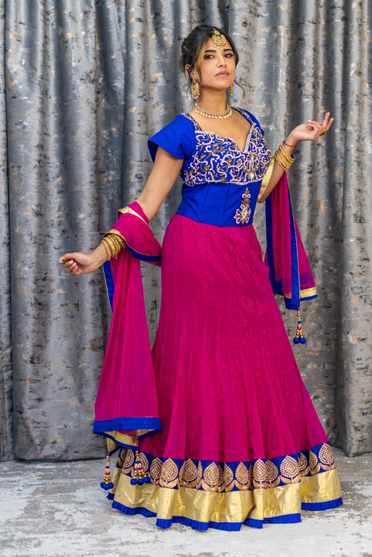 Pink Net Lehenga Set with Swarovski Stone Work