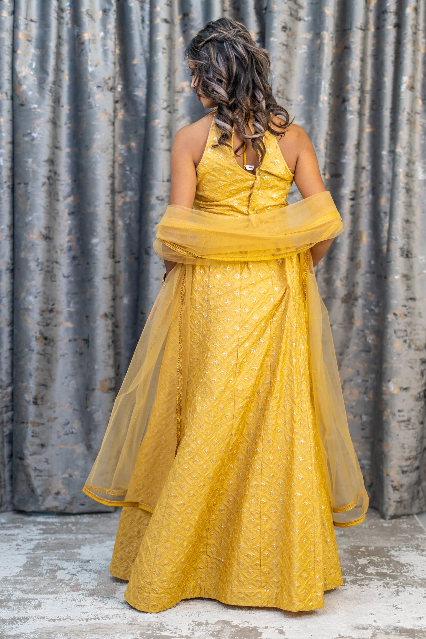 Yellow Cotton Lehenga Set with Embroidery