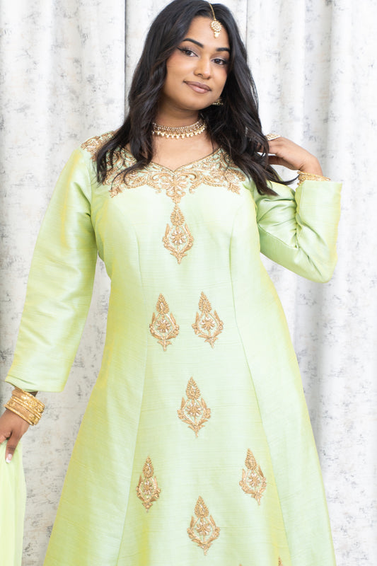 Light Green Raw Silk Punjabi Set
