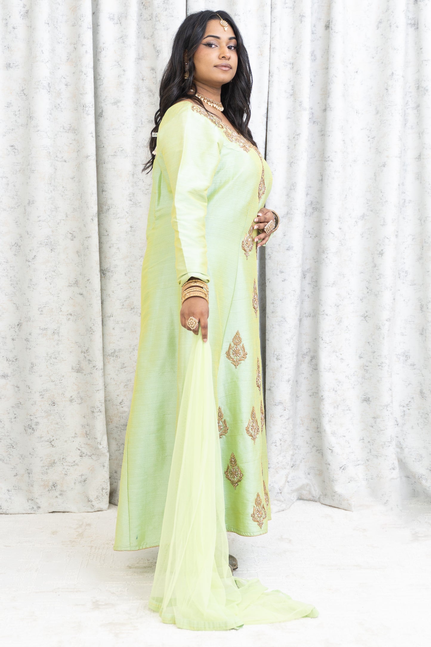 Light Green Raw Silk Punjabi Set