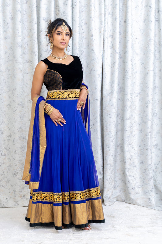 Royal Blue Net Punjabi Set