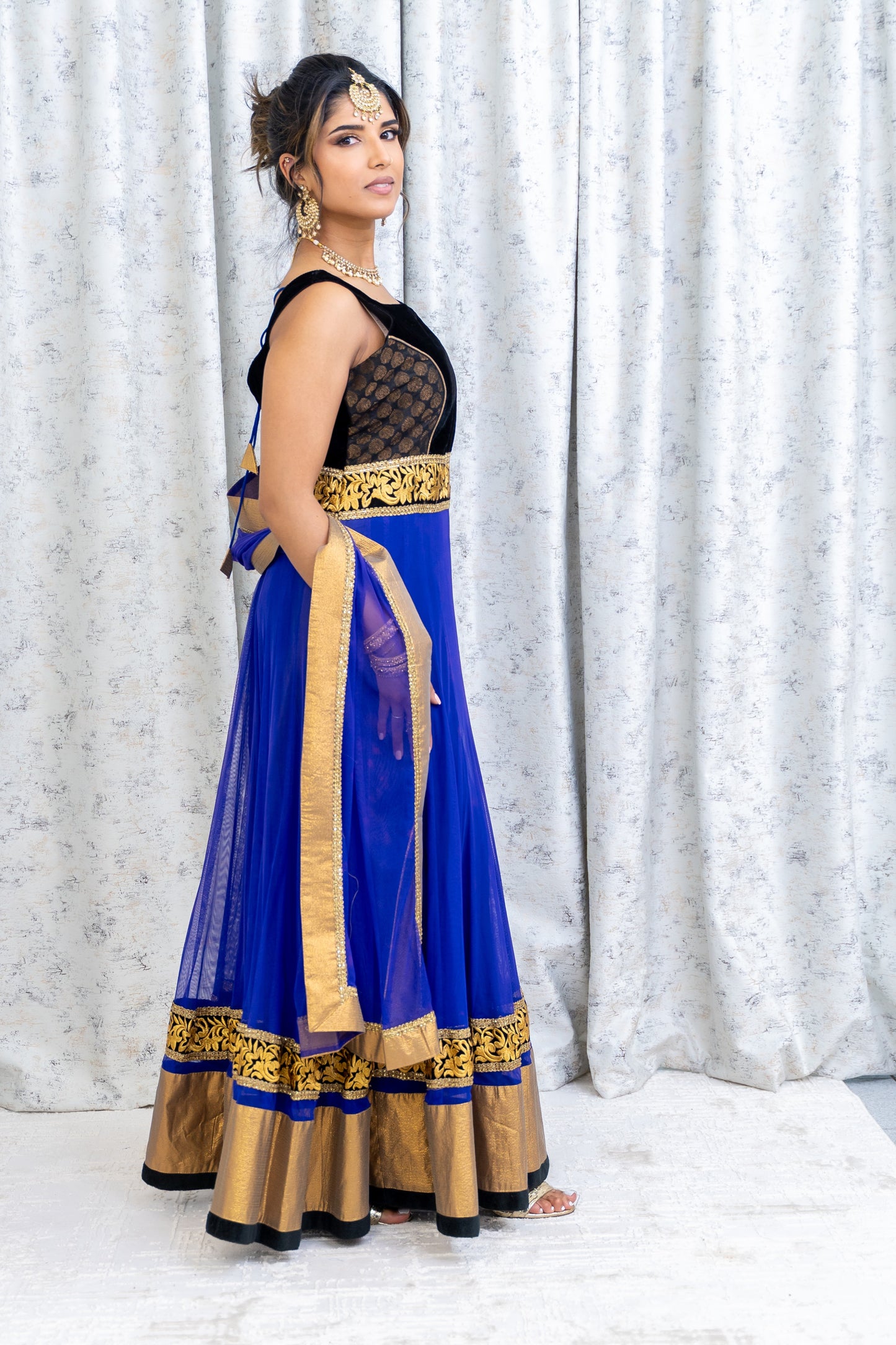 Royal Blue Net Punjabi Set