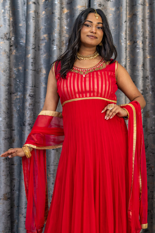 Red Net Punjabi Set