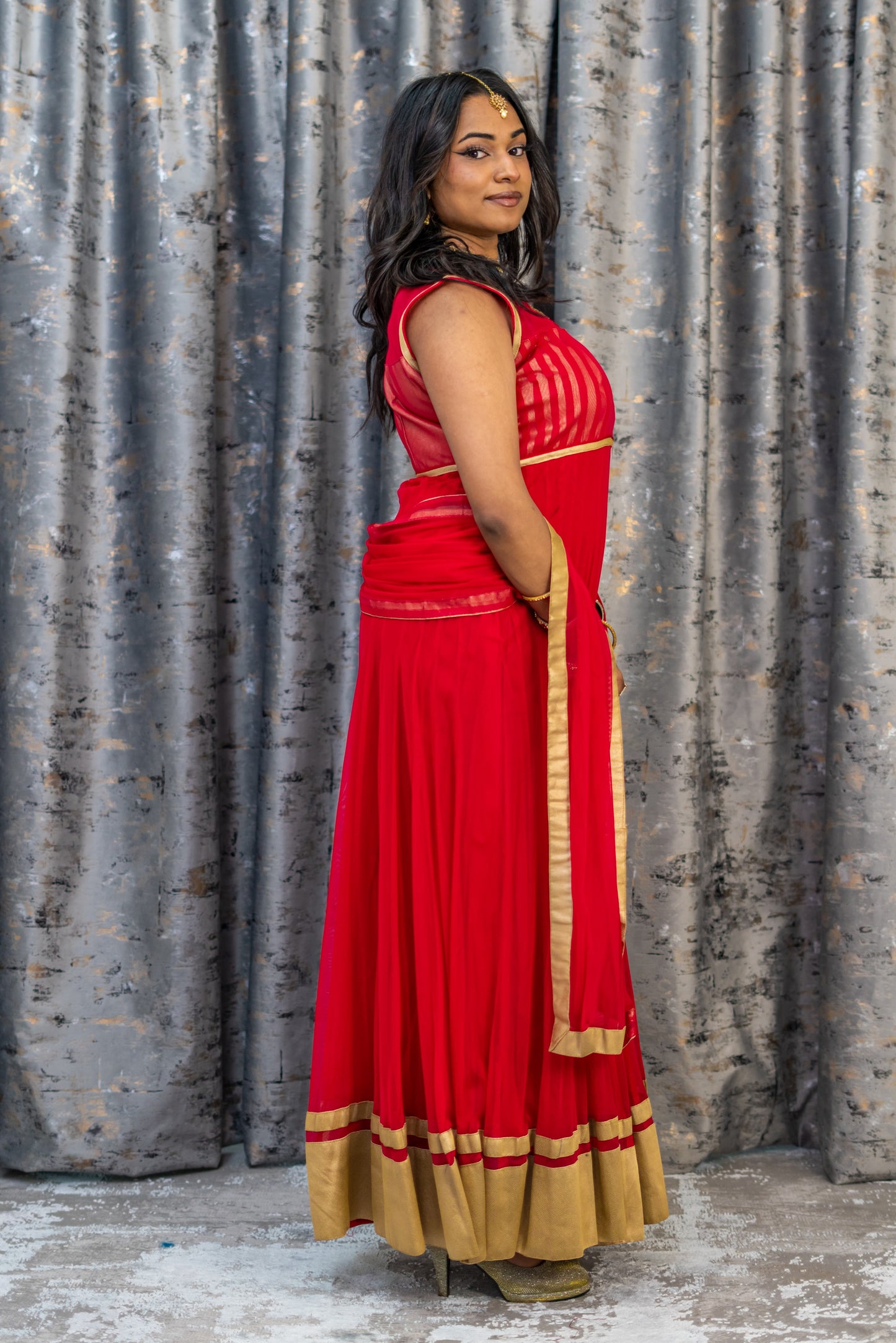 Red Net Punjabi Set