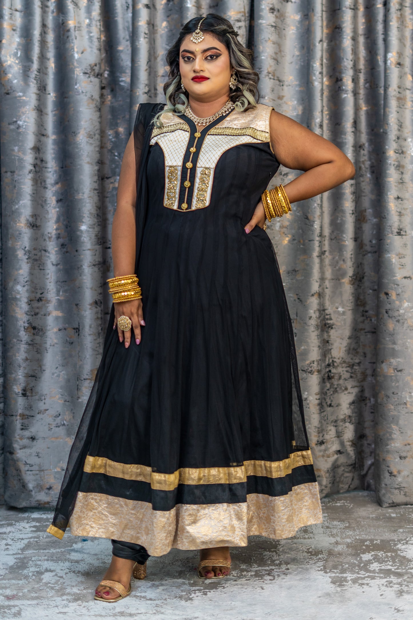 Black Net Punjabi Set