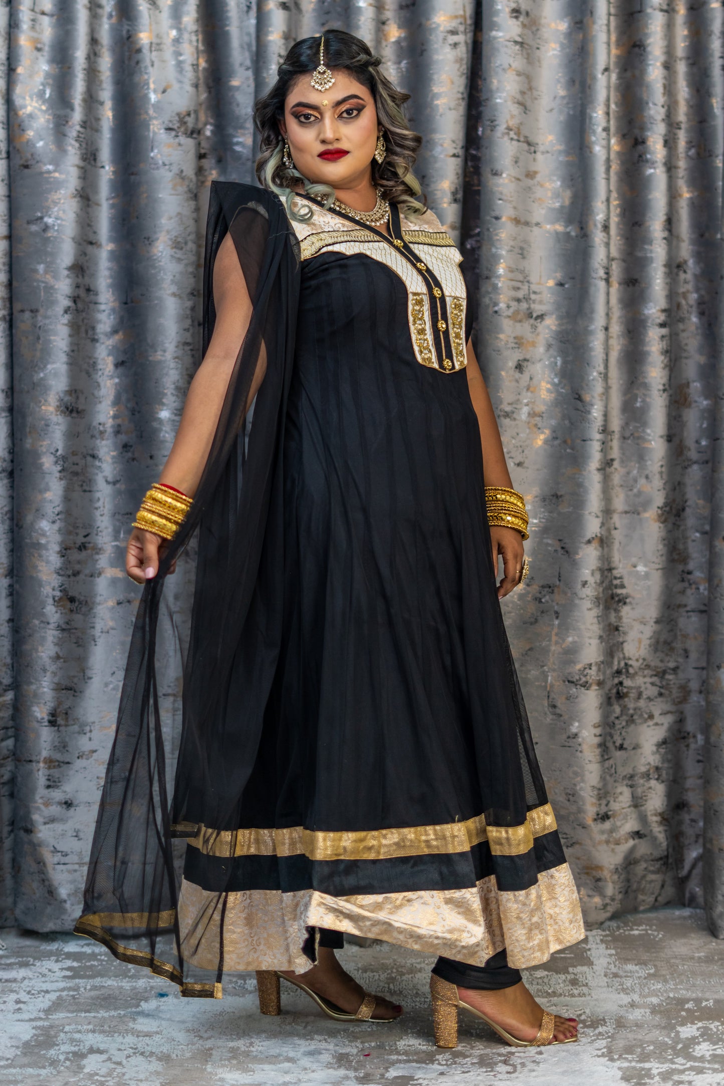 Black Net Punjabi Set