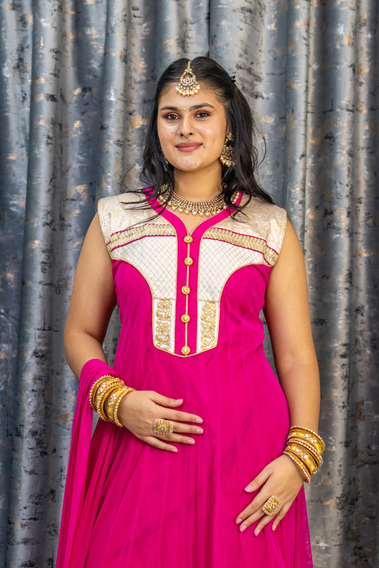 Pink Net Punjabi Set