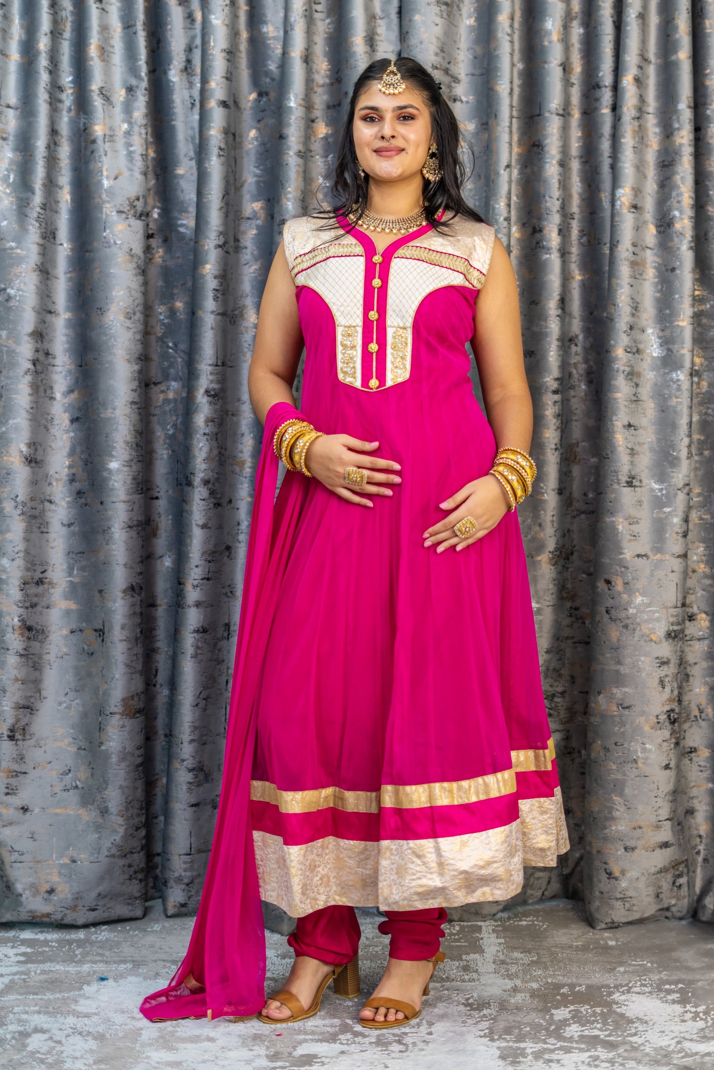 Pink Net Punjabi Set