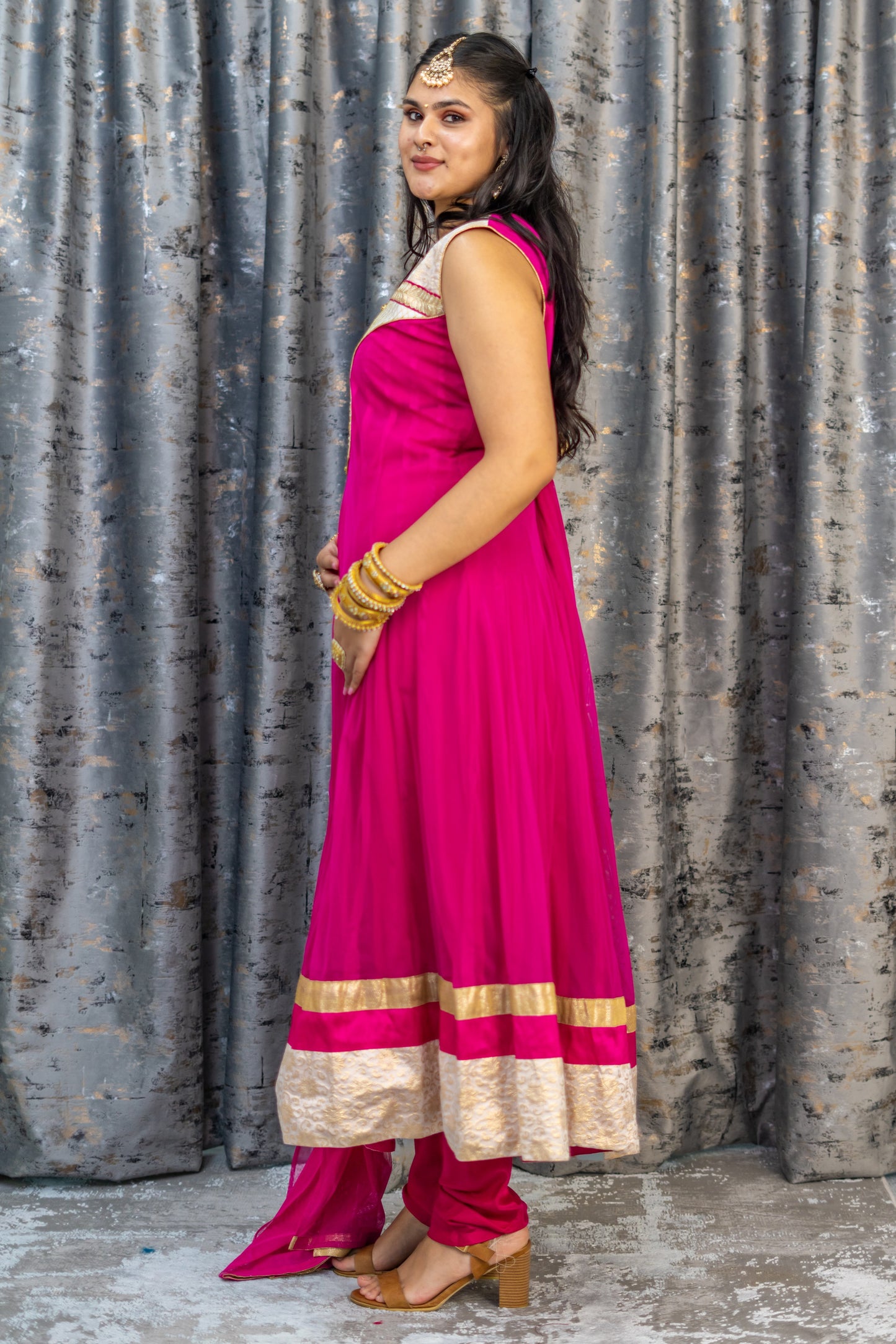 Pink Net Punjabi Set