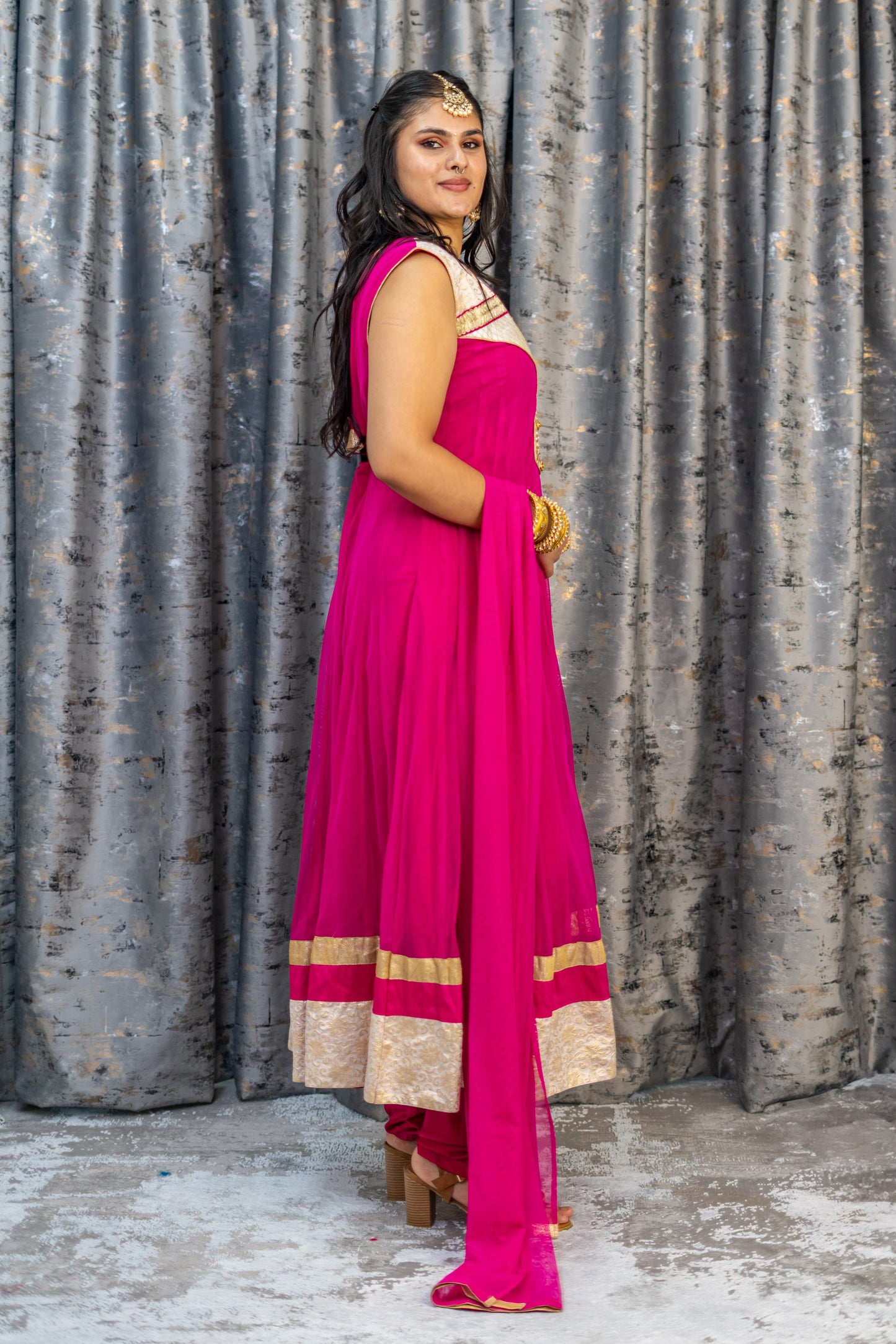 Pink Net Punjabi Set