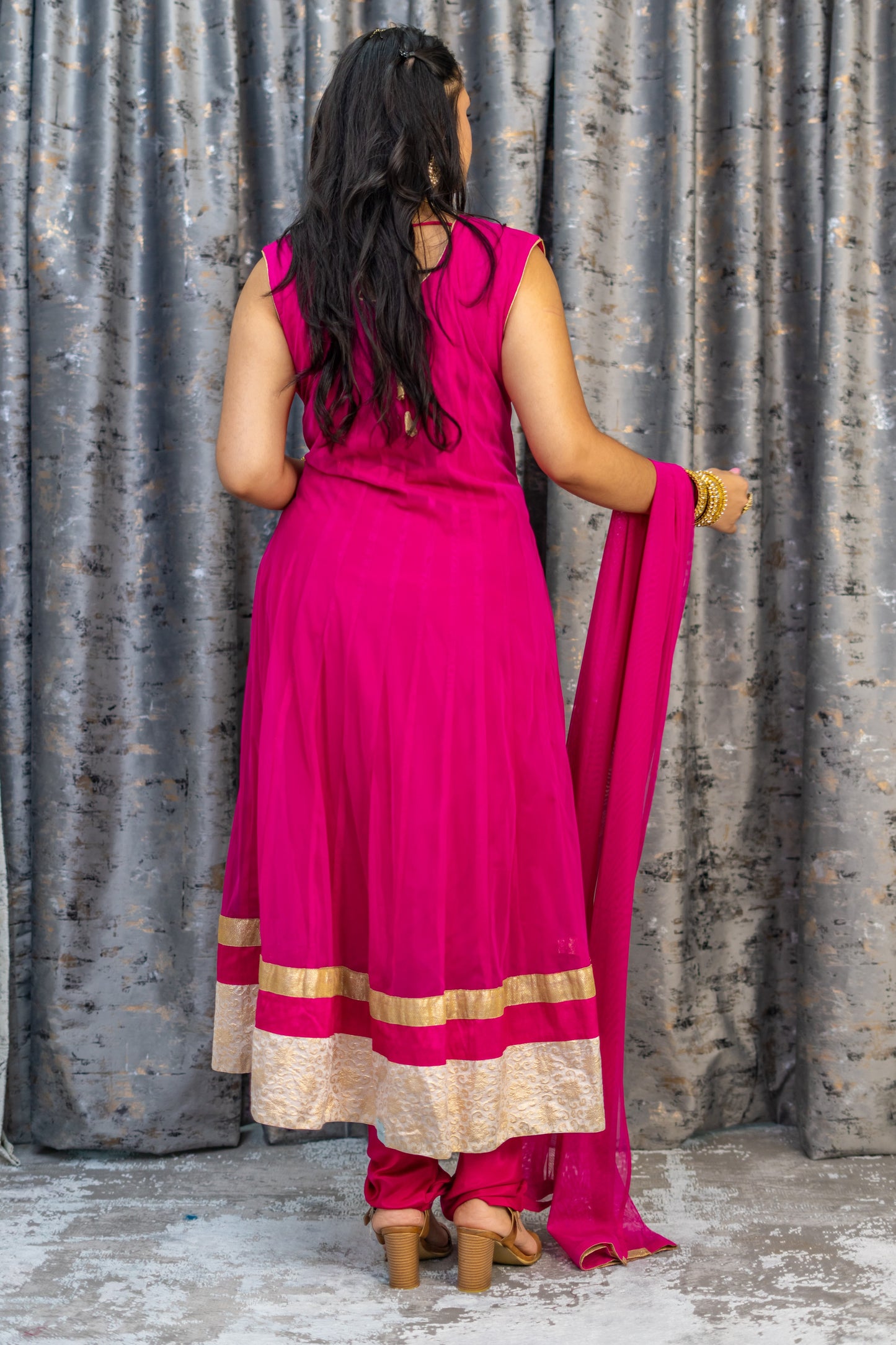 Pink Net Punjabi Set