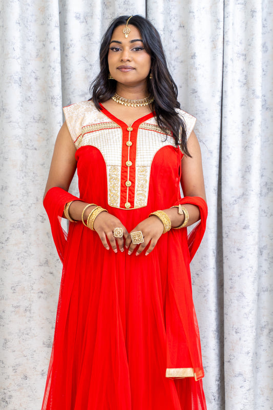Red Net Punjabi Set