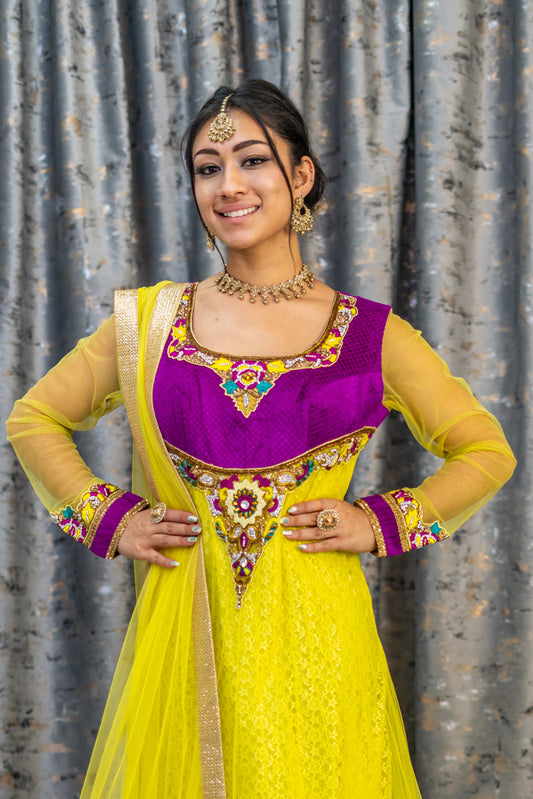 Yellow Net Punjabi Set
