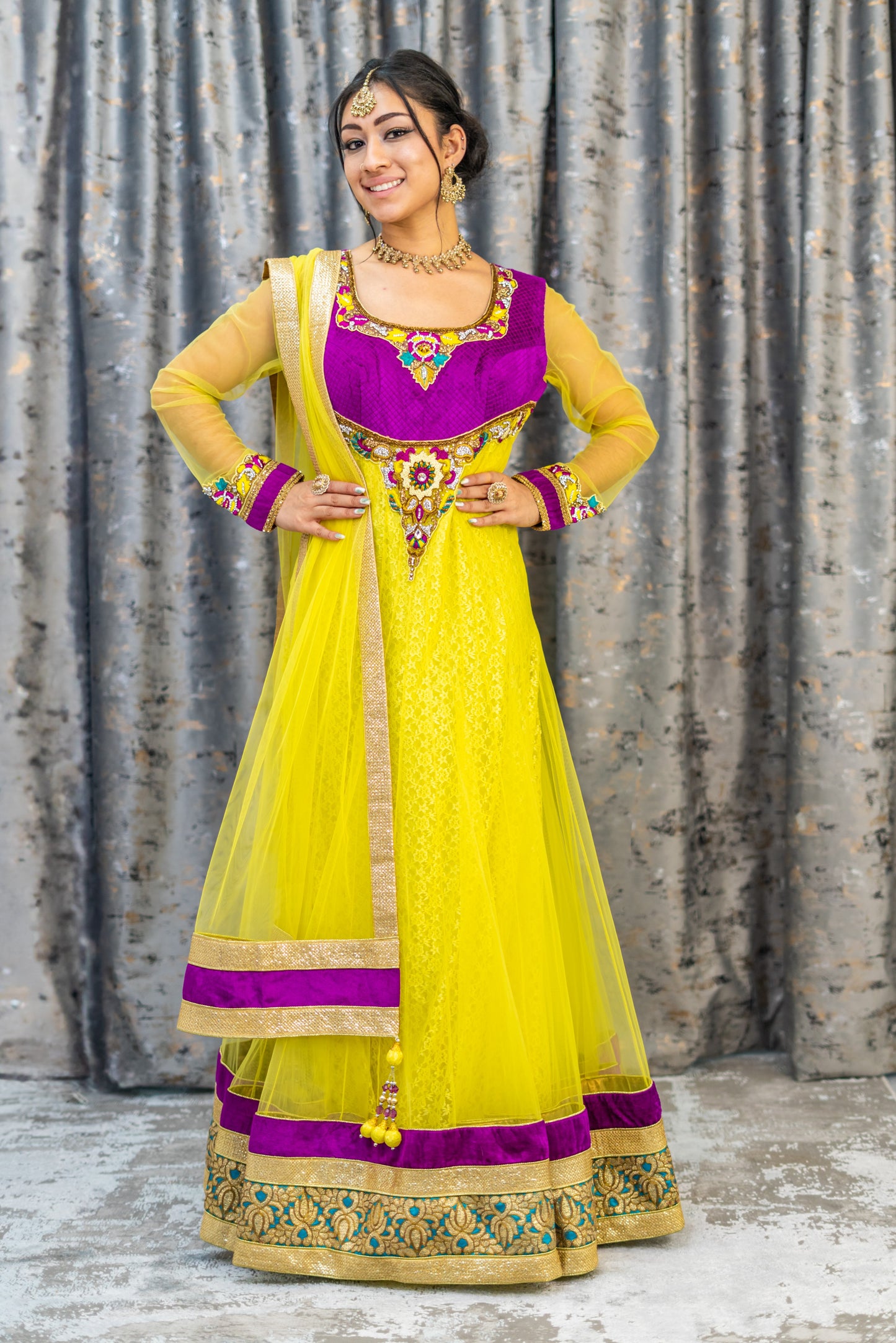 Yellow Net Punjabi Set