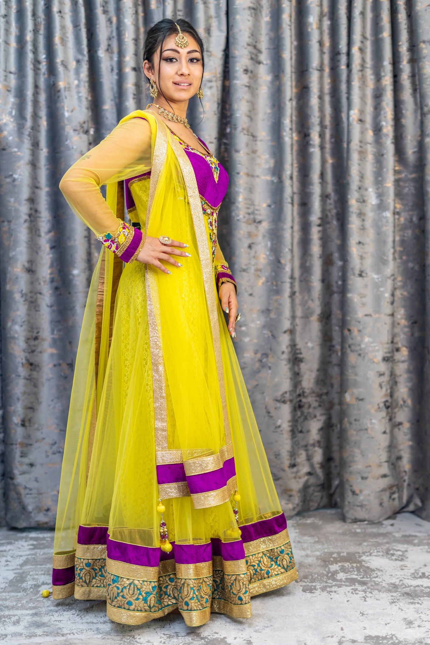 Yellow Net Punjabi Set