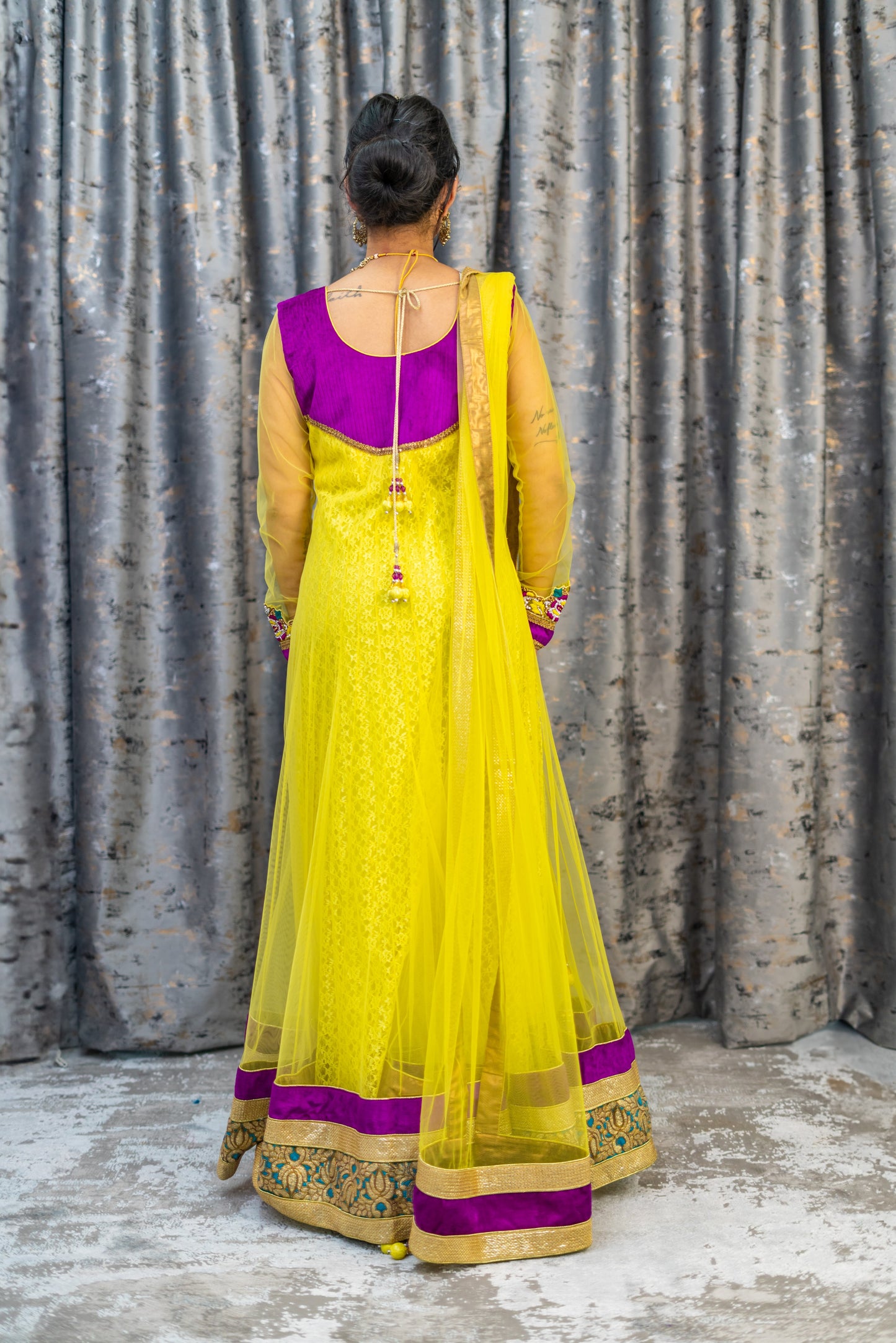 Yellow Net Punjabi Set