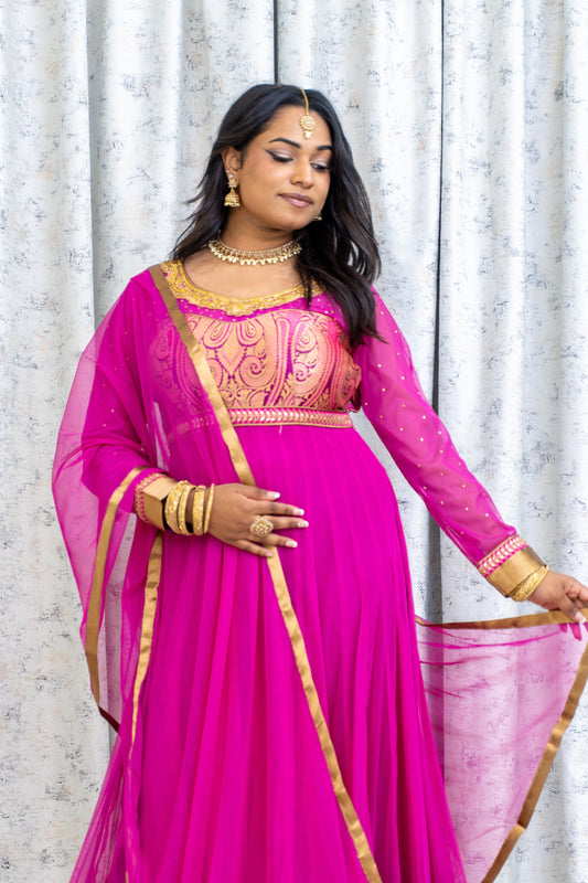 Rani Pink Net Punjabi Set