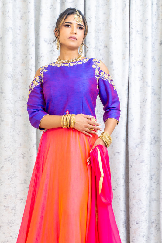 Peach Raw Silk Punjabi Set