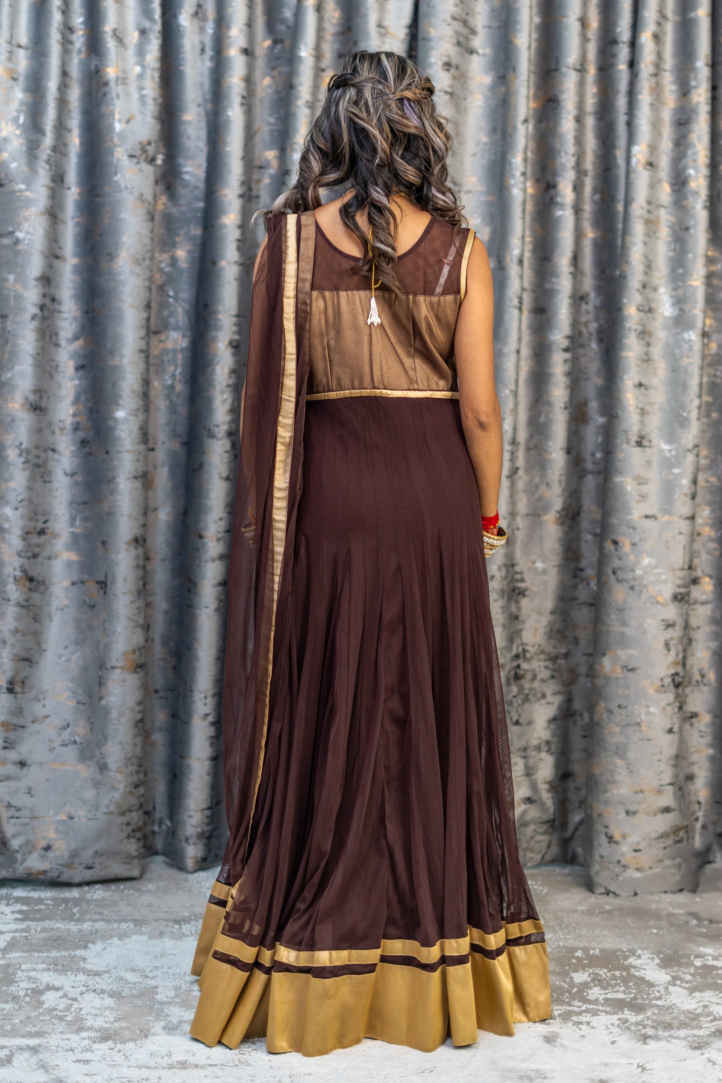 Brown Net Punjabi Set