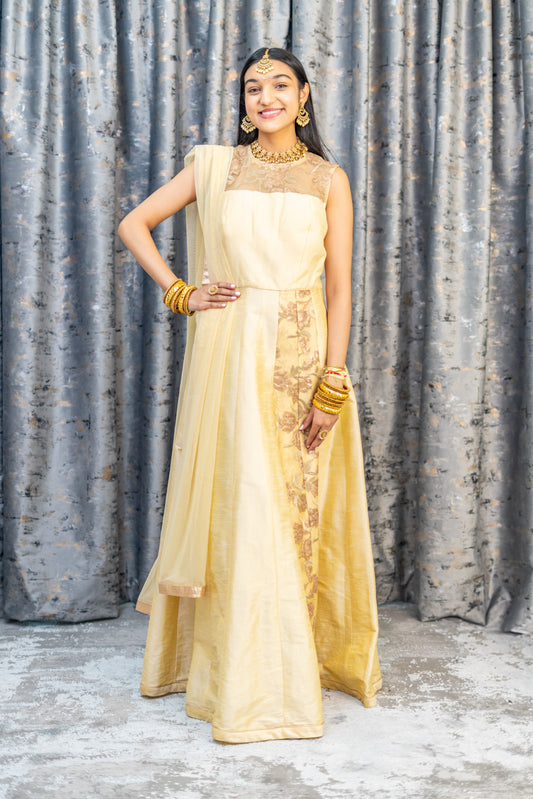Cream Raw Silk Punjabi Set