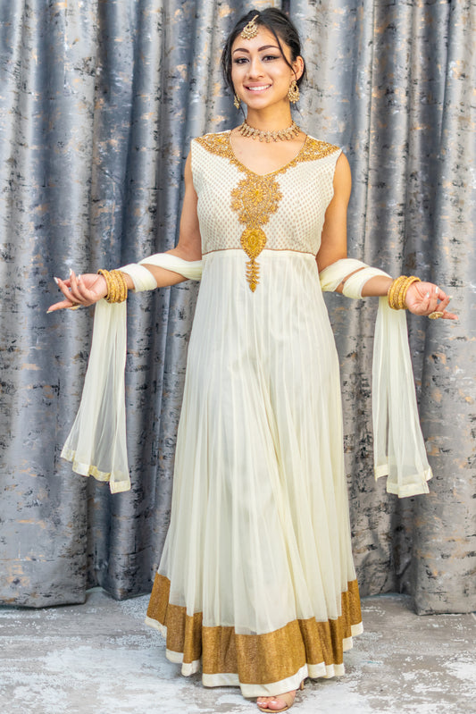 White Net Punjabi Set