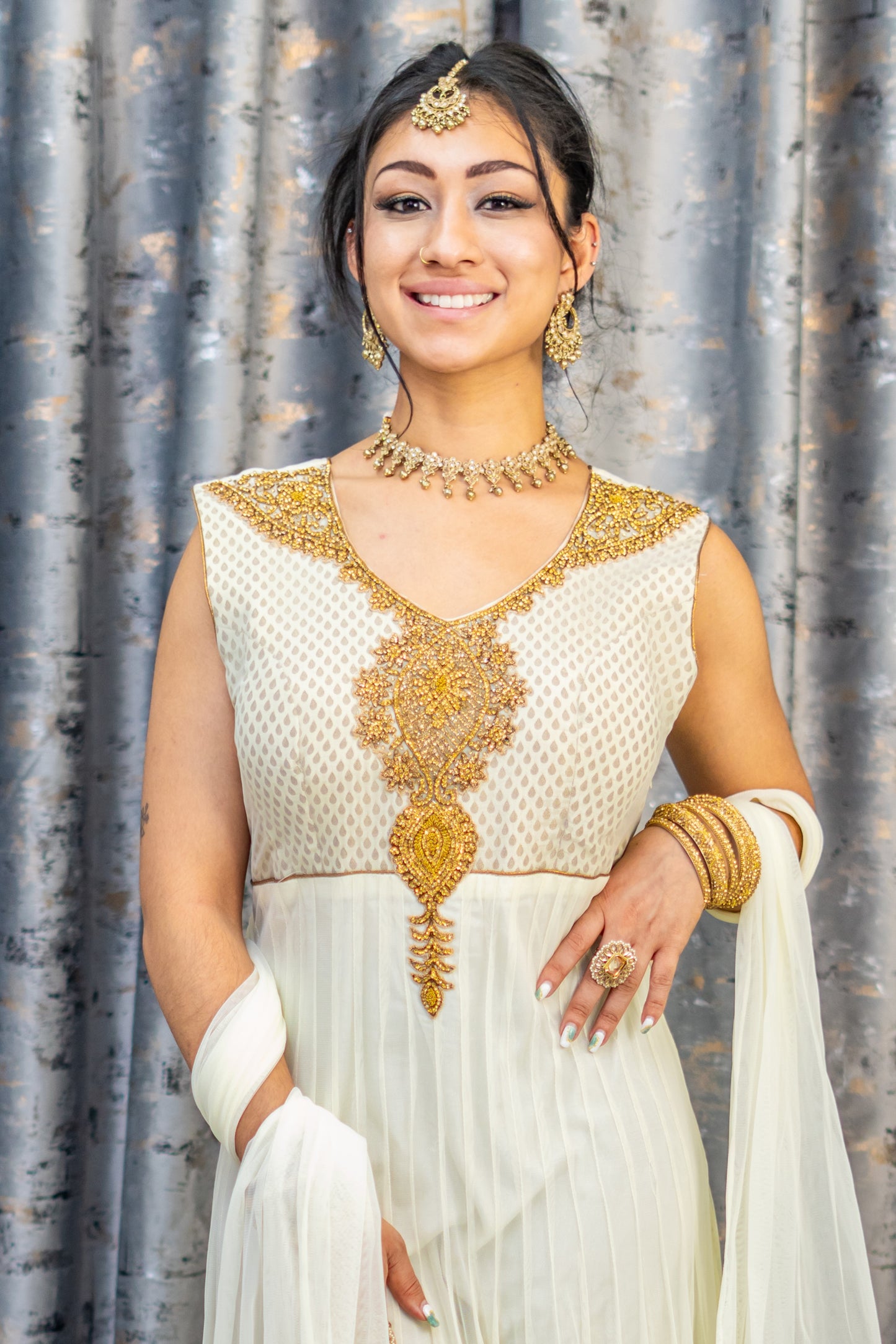 White Net Punjabi Set