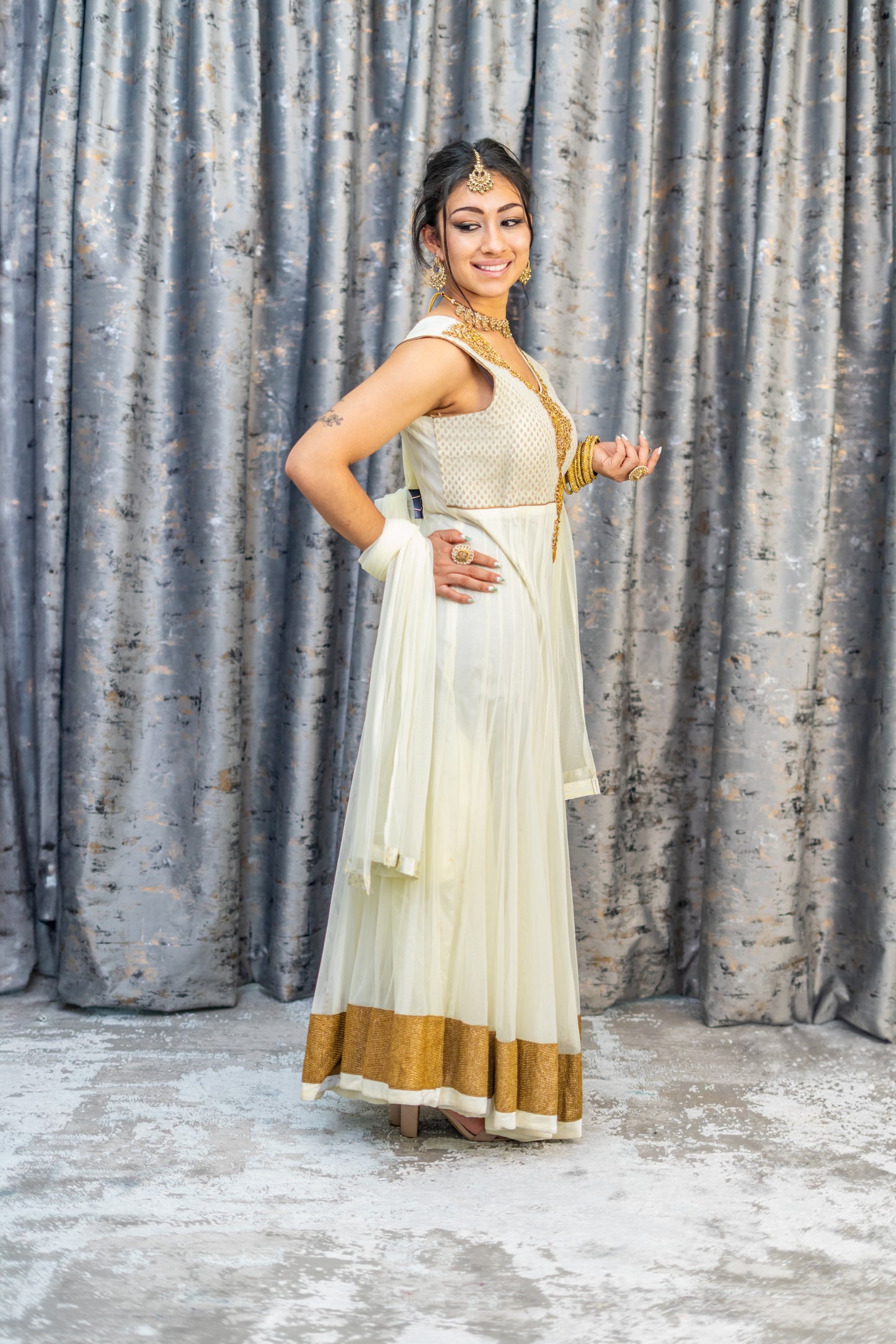 White Net Punjabi Set
