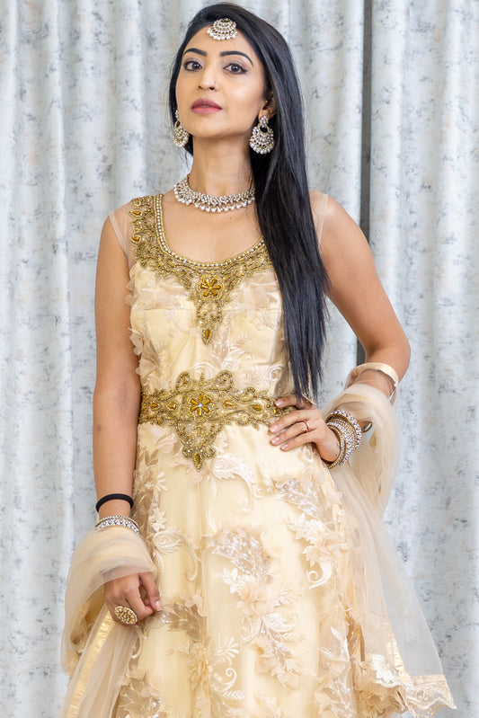 Cream Lace Punjab Set