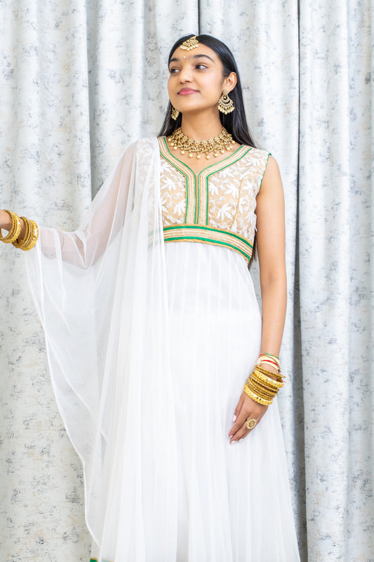 White Net Punjabi Set