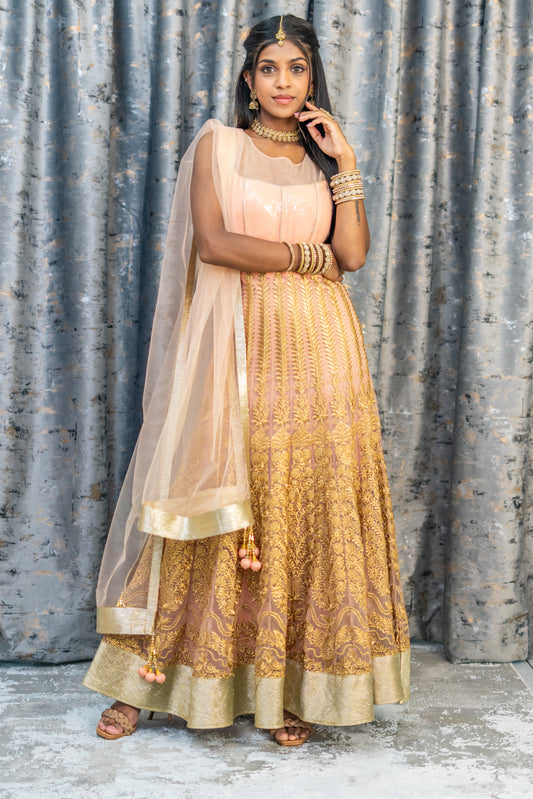 Gold Net Embroidered Punjabi Set