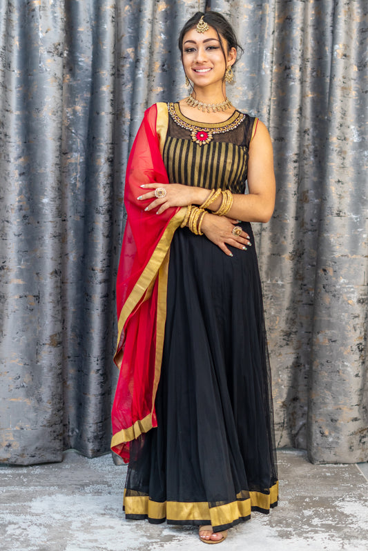Black Net Punjabi Set