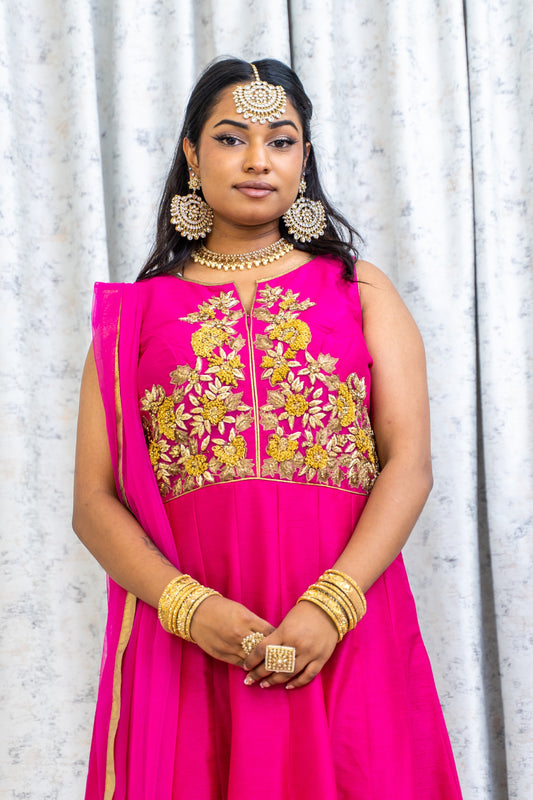Hot Pink Raw Silk Punjabi Set