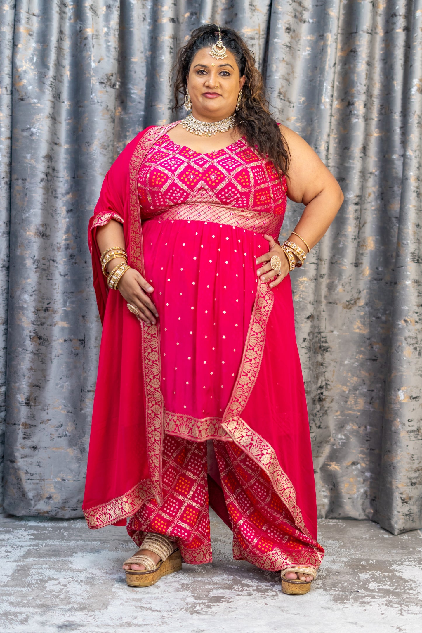 Rani Pink Soft Brocade Punjabi Set