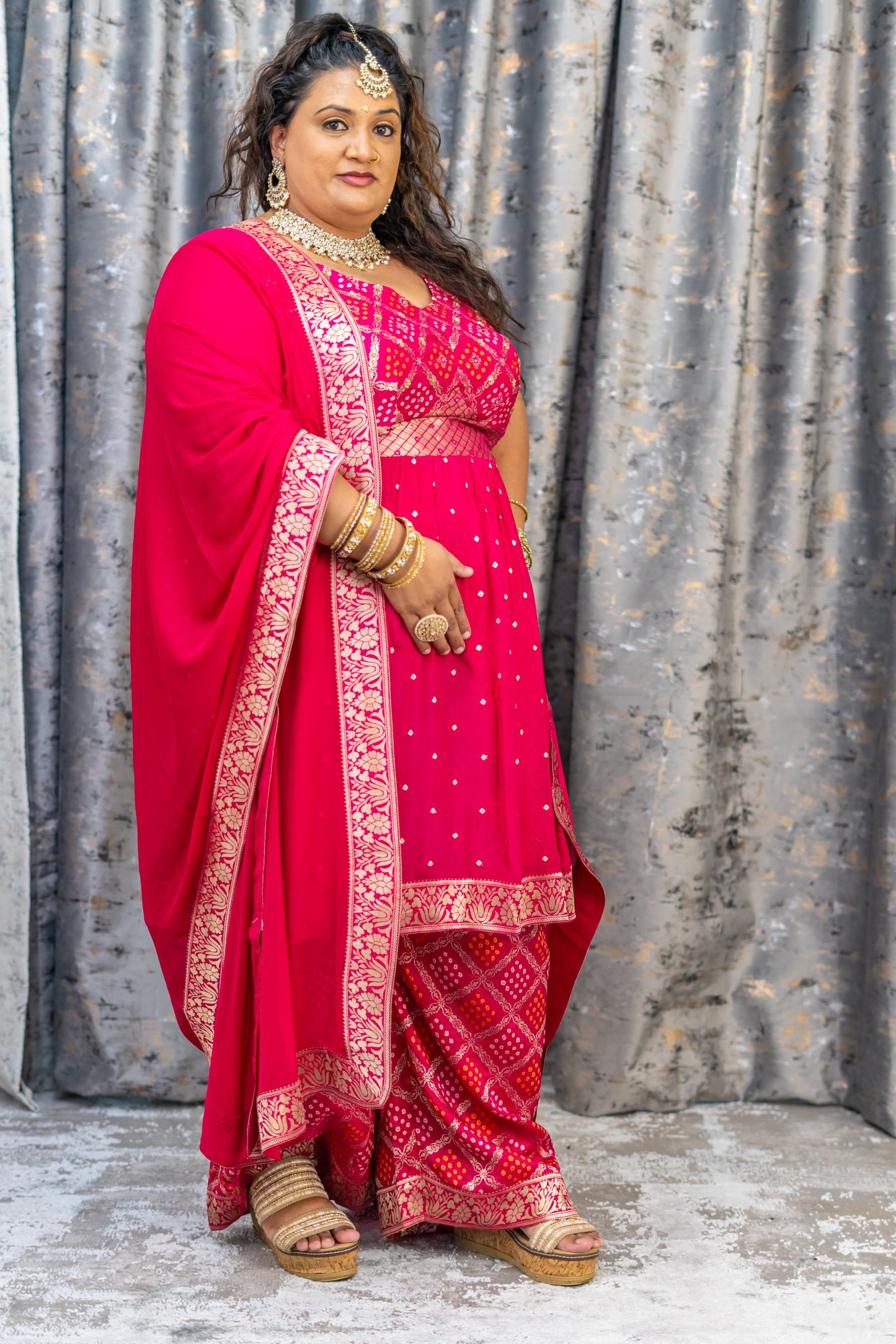 Rani Pink Soft Brocade Punjabi Set