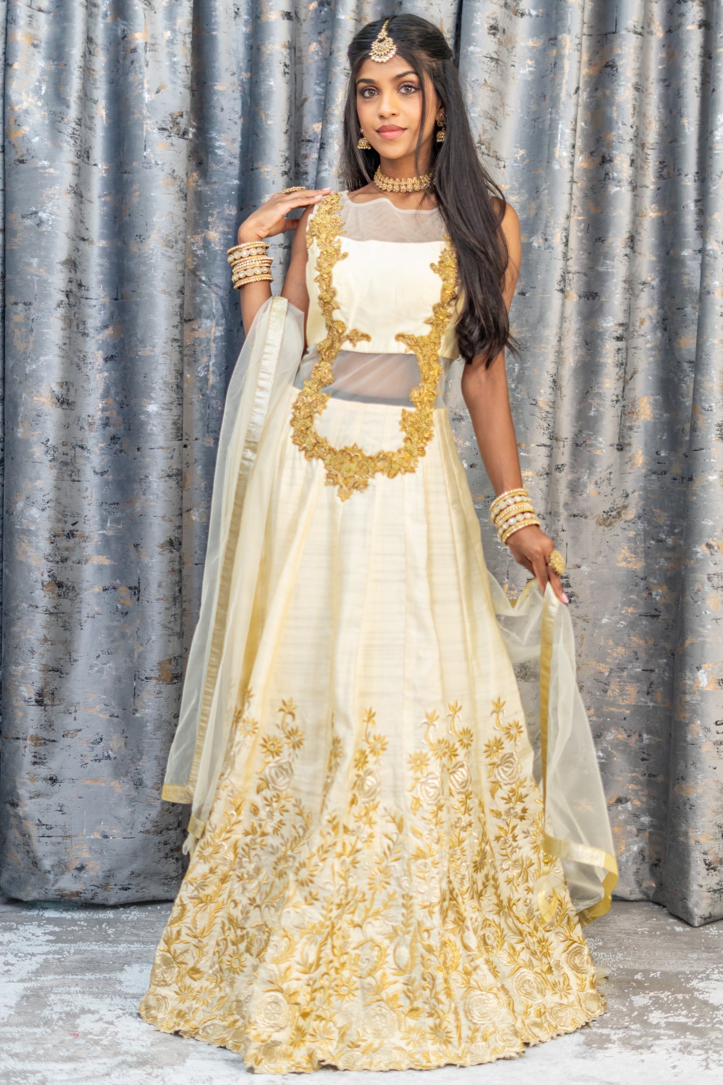 Cream Raw Silk Embroidered Punjabi Set